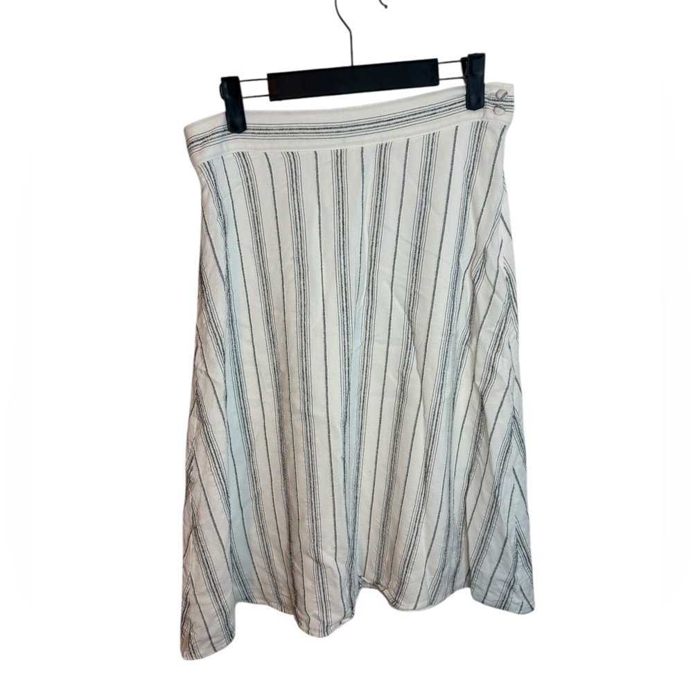 Loft Black and White Striped Flowy A-Line Coastal Skirt